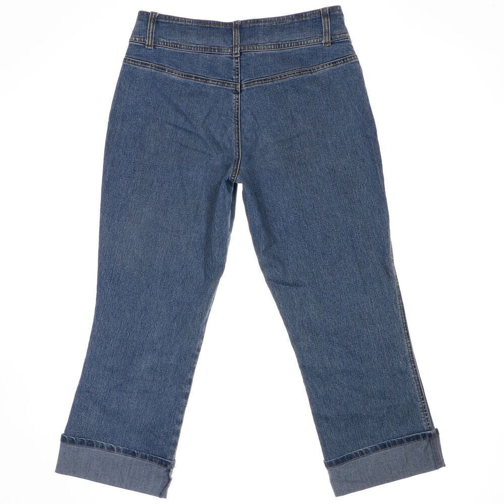 La Blues Jeans Womens Size 10 Blue Cropped Cuffed Denim Stretch Measures 30 x 24 - Picture 3 of 9